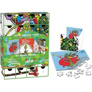 AQUARIUS Grinch Christmas Advent Calendar – 24 Puzzles of 50 Pieces Each‎ (5x5")